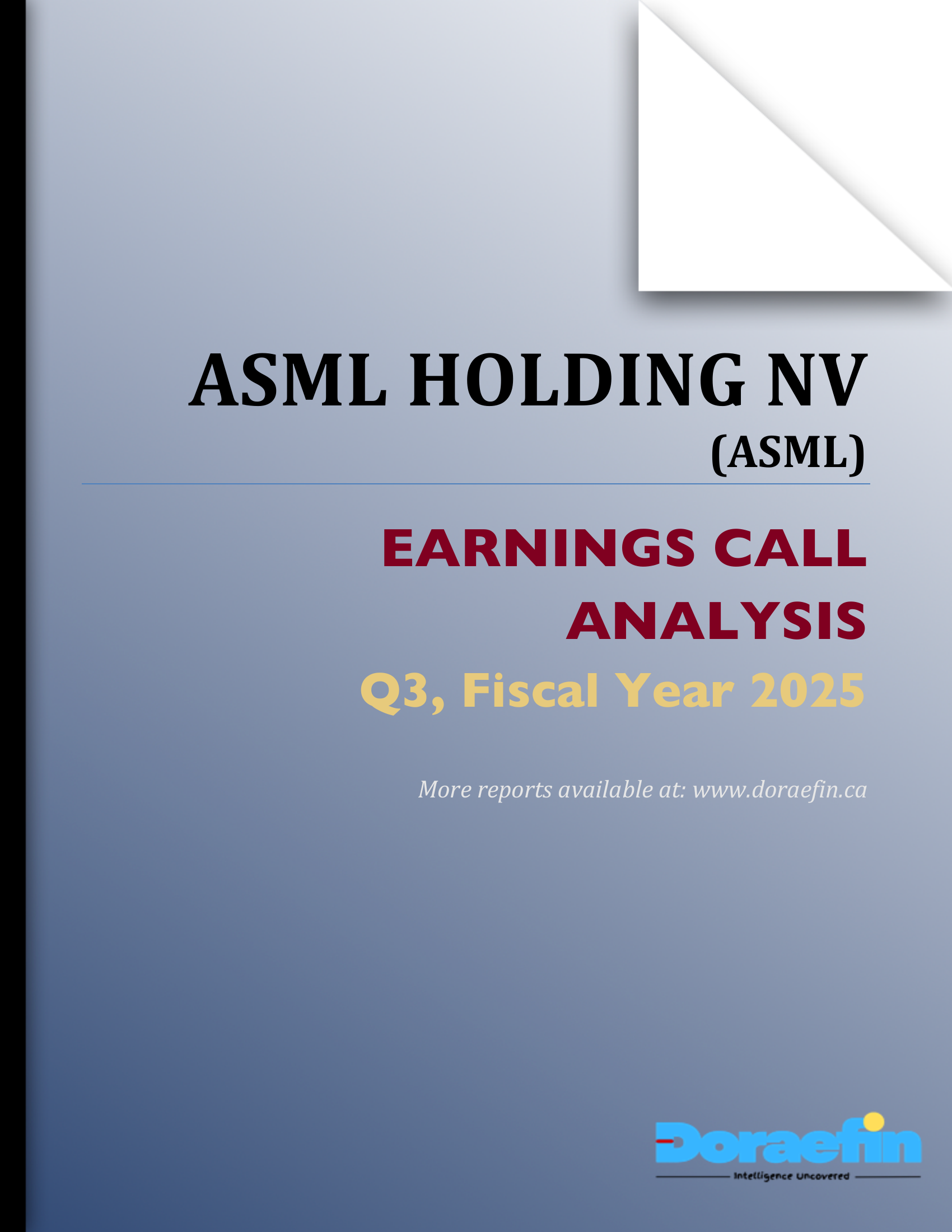 ASML HOLDING NV, Earnings call analysis, Q3FY2025