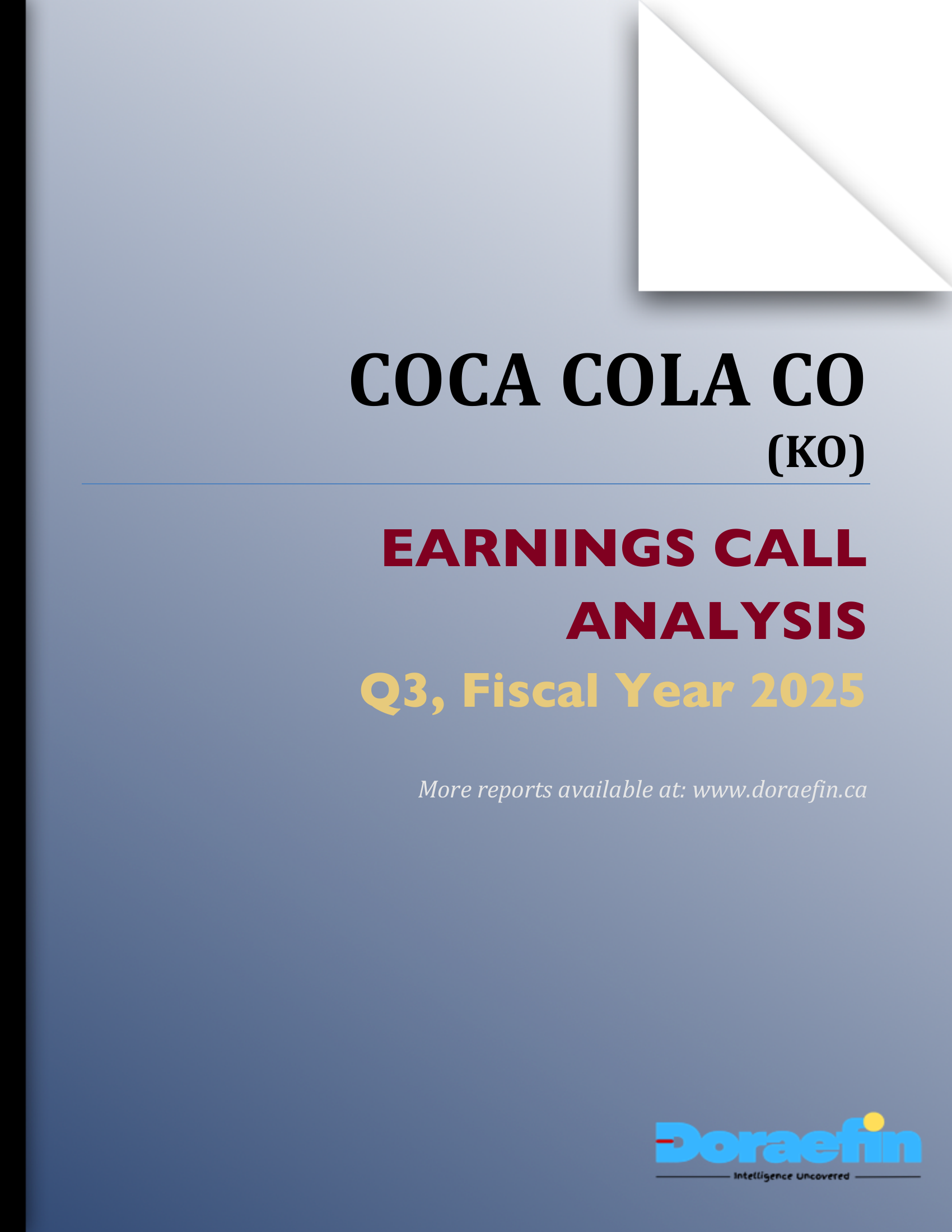 COCA COLA CO, Earnings call analysis, Q3FY2025