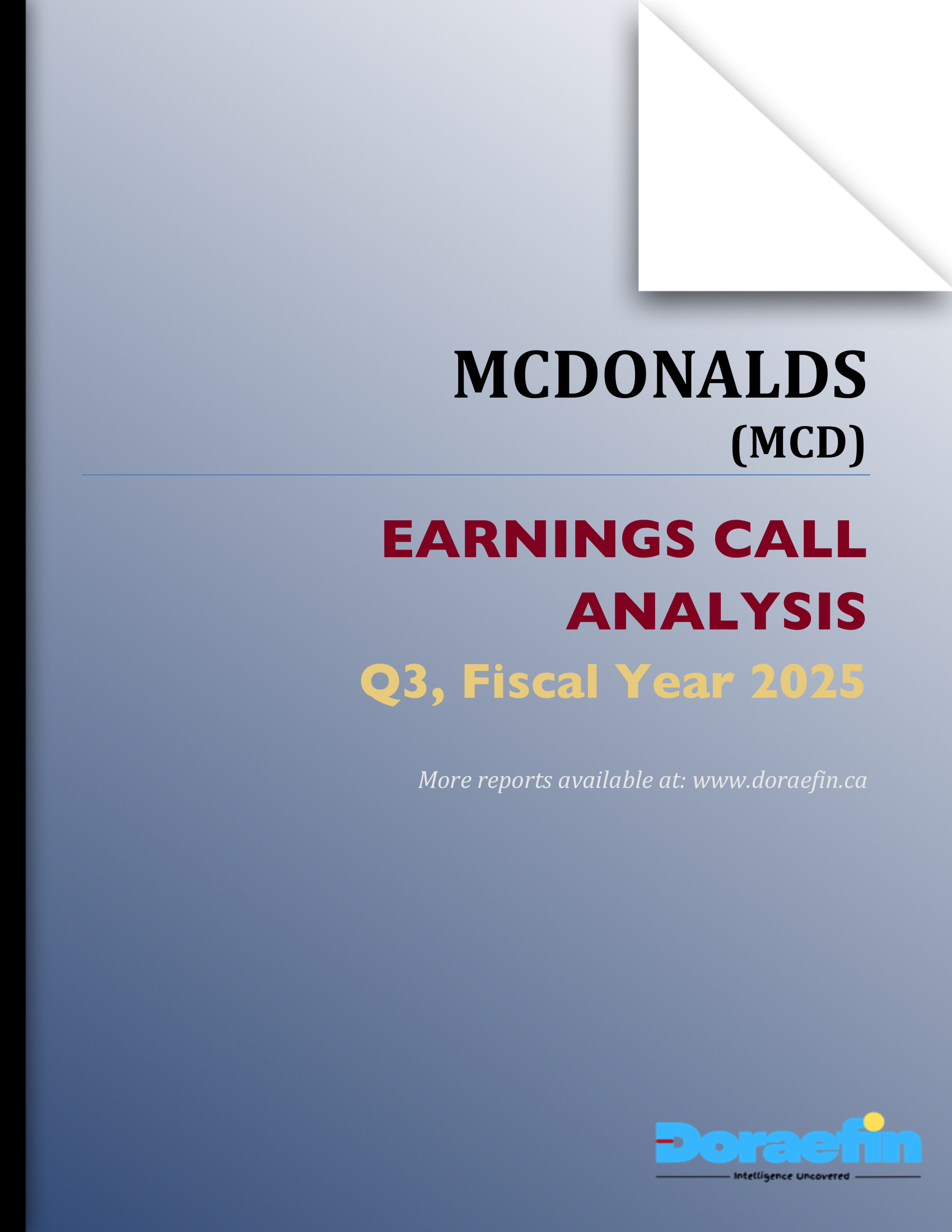 MCDONALDS, Earnings call analysis, Q3FY2025