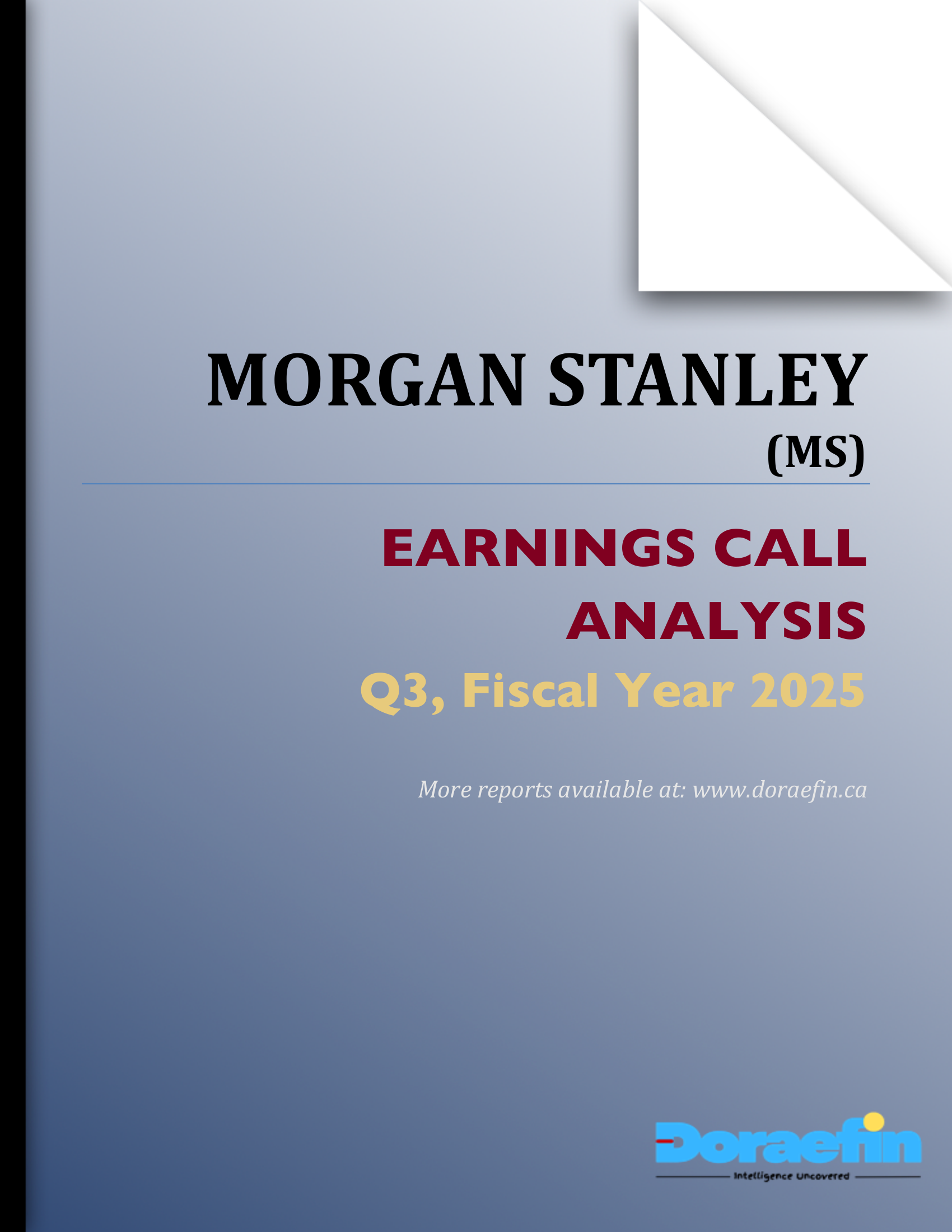 MORGAN STANLEY, Earnings call analysis, Q3FY2025