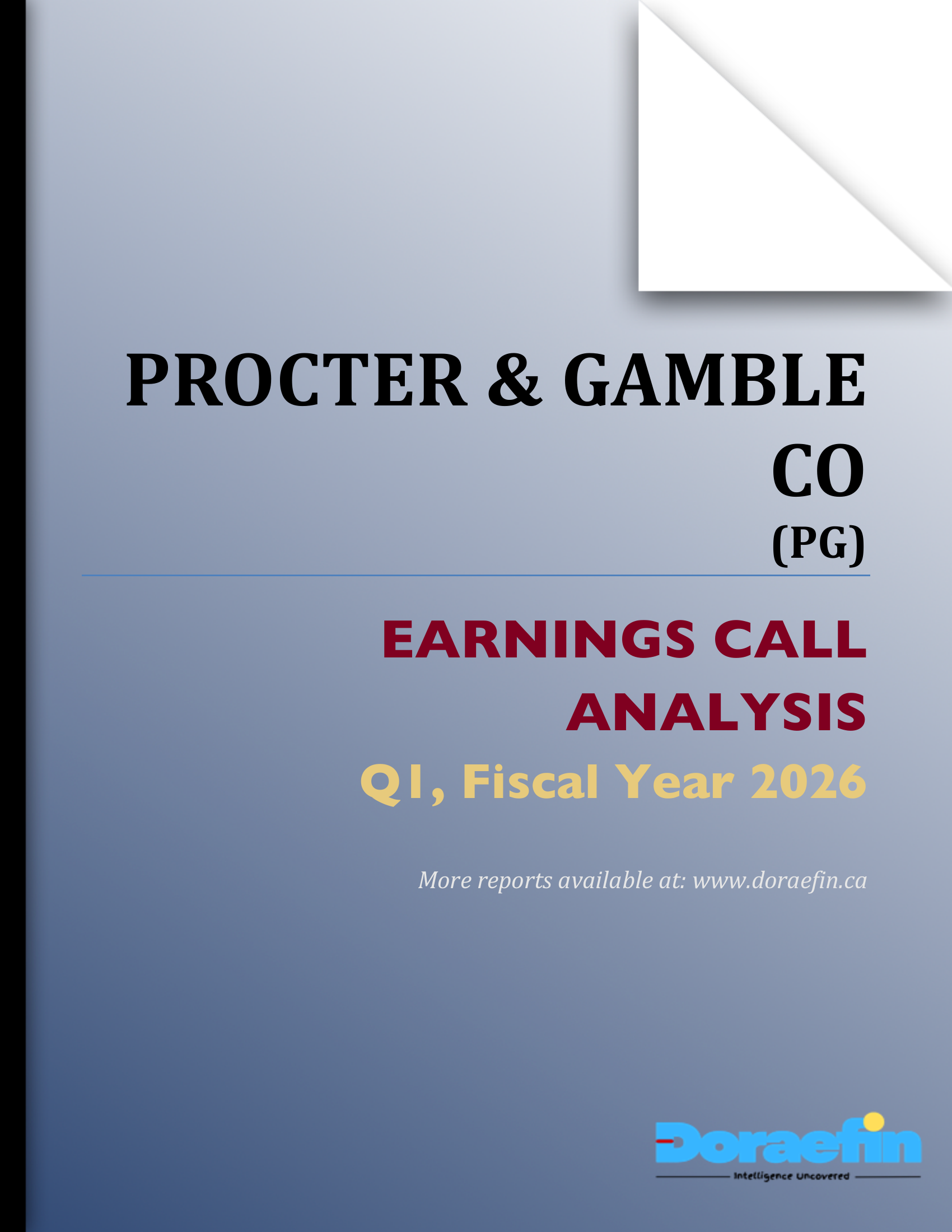 PROCTER & GAMBLE Co, Earnings call analysis, Q1FY2026